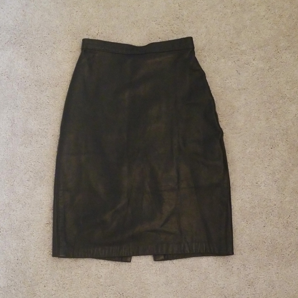 Genuine Leather Black Skirt